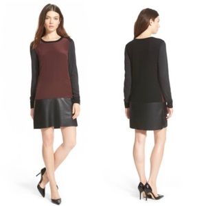 Bailey 44 Lorax Bow Faux Leather Shift Dress‎ Black Gray Burgundy Size XS